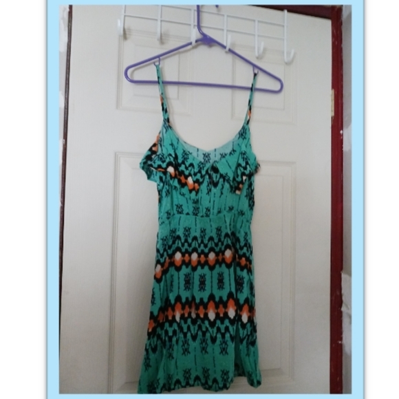Turquoise Charlotte Russe spaghetti strap medium size dress - Picture 2 of 4